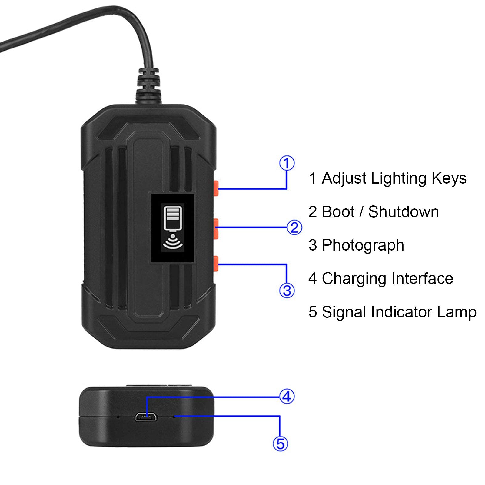 F240 Endoscopio Industriale 3,9 mm 1080P WiFi, Periscopio con 6 Luci LED Regolabili, Batteria 2600mAh, IP67 Impermeabile, per Manutenzione Motore Auto, Elettrica, Drenaggio, Condutture (2m)