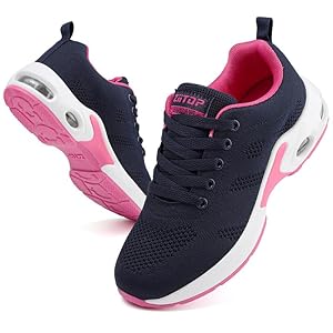 Womens Trainers Running Shoes Air Cushion Arch Support Sneakers Platform Trainers Ladies Walking Shoes Mesh Breathable Lightweight Sport Shoes Outdoor Gym Athletic Tennis Jogging Shoes