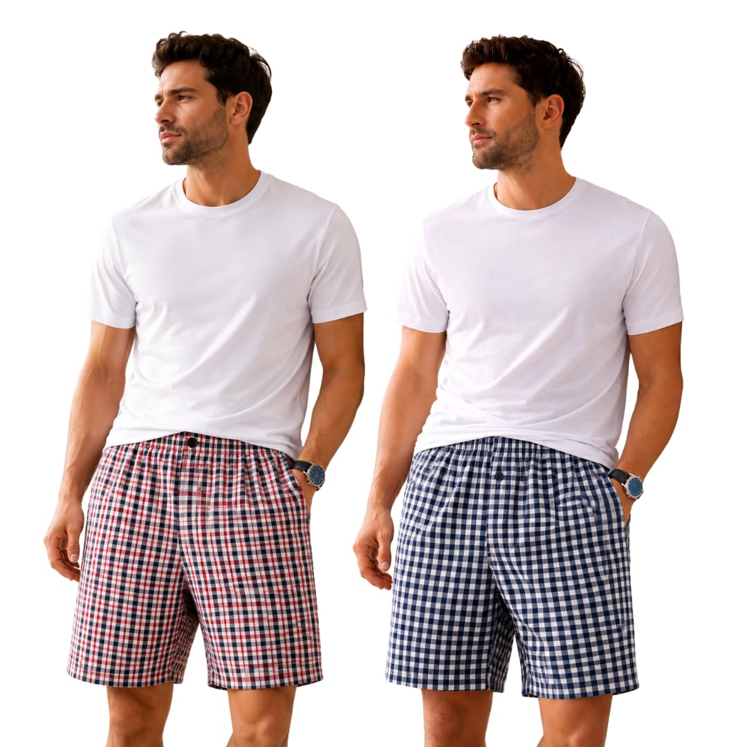 Men's Cotton Boxer Shorts, Multicolor Check, Relaxed Fit, Soft Breathable, Pack of 2-image-16