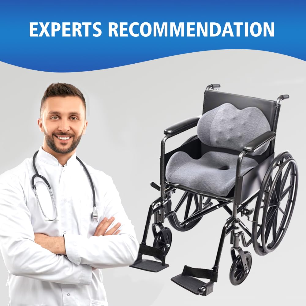 Cojín de espuma viscoelástica grande para asiento de apoyo lumbar para ciática y coxis, alivio de la presión, almohadilla para silla de oficina, coche, silla de ruedas, hogar, oficina