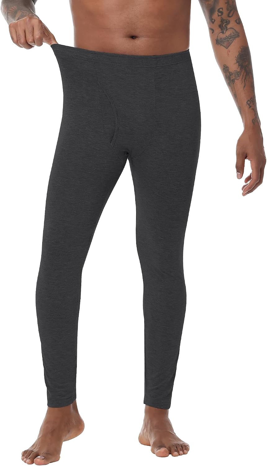 WiWi Men's Long Johns Thermal Underwear Bottoms Base Layer Leggings Viscose from Bamboo Baselayer Pants S-XXL