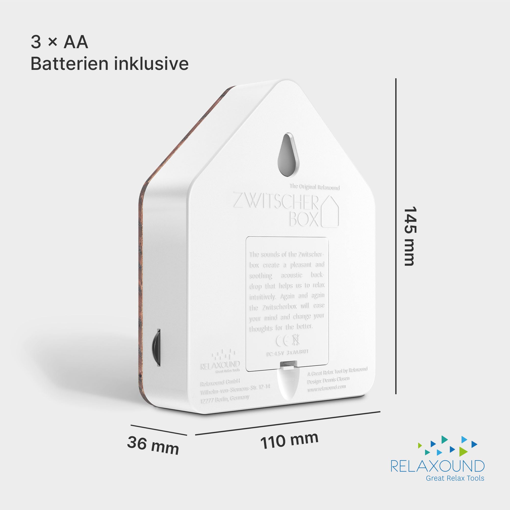 RELAXOUND ORIGINAL Zwitscherbox Wood Vollholzfront Bamboo | Vogelgesang Naturgeräusche Waldatmosphäre Soundbox