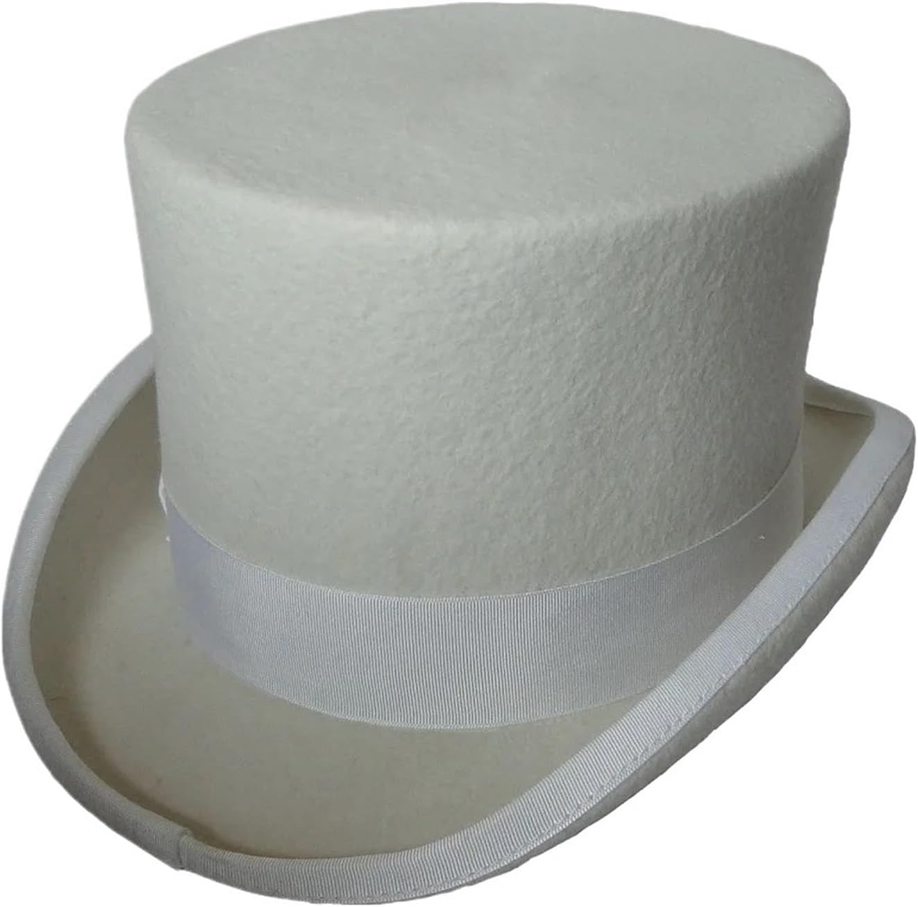 Men's Top Hat Flat Man Top Hat Fashion Fedora Hats Versatile Magician Cap Gentleman Cylinder Strap Steampunk Unisex Elegant for Stage Performances(White,S (55cm))