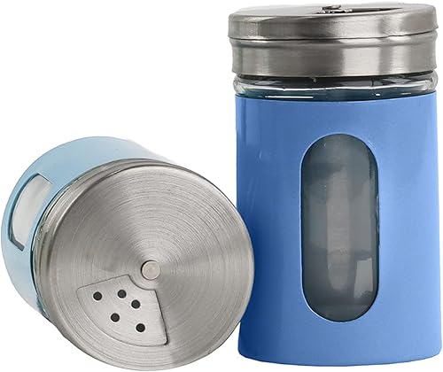 Miniatura 7 de Juego de 2 tarros de vidrio retro para especias de sal amarilla