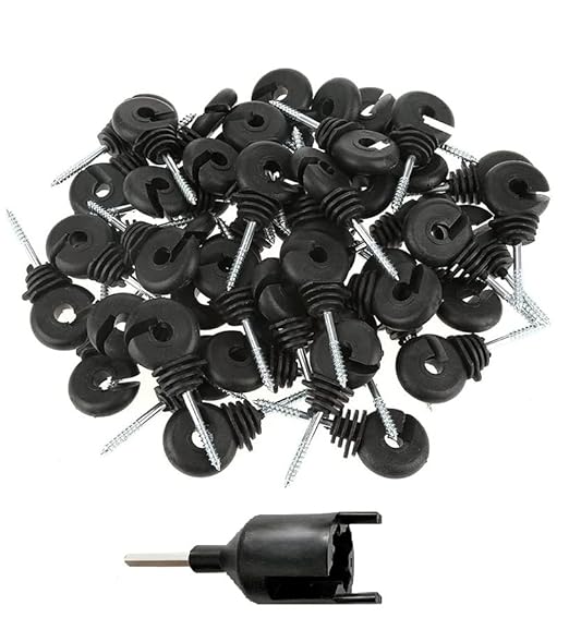 100Pcs Electric Fence Insulator Screw-in Insulator Fence Ring Post Wood Post Insulator with Insulator Socket Tool (100)
