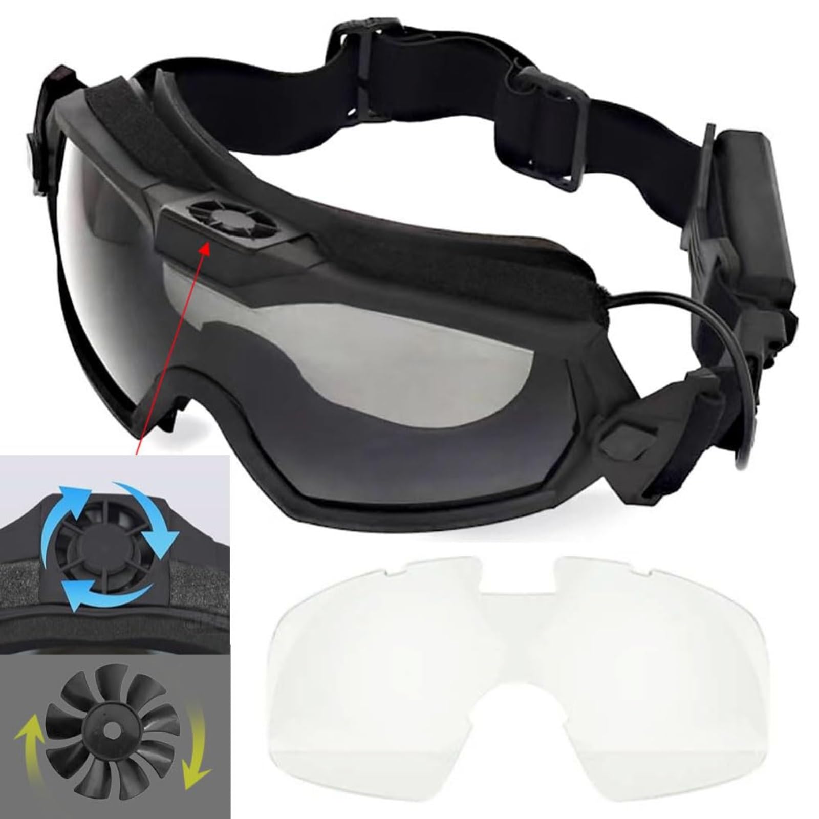 Antibeschlag Schutzbrille mit Mikrolüfter, Airsoft Paintball Schutzbrille, Kratzfest Augenschutz Outdoor Jagd Sport