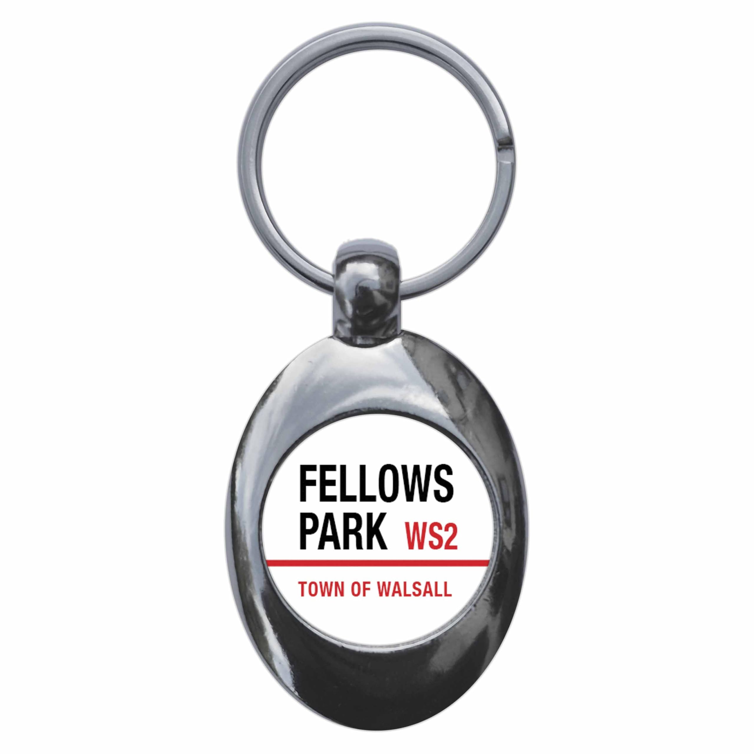 Ozorath Fellows Park WS2 Walsall Road Sign Keyring Keychain Key Ring Chain With Trolley Coin