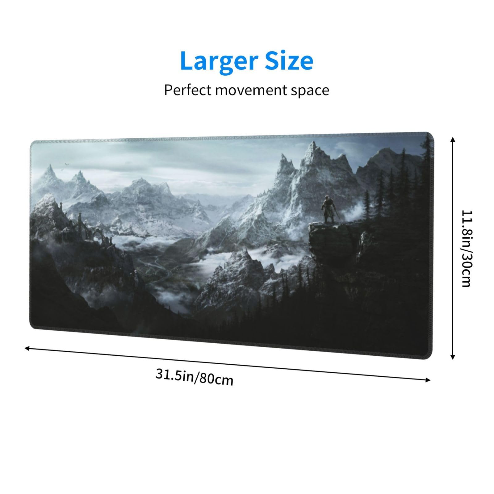 Large Black Mouse Pad 12x31.5 Inch - Non-Slip Rubber Base Desk Mat For Office & Gaming