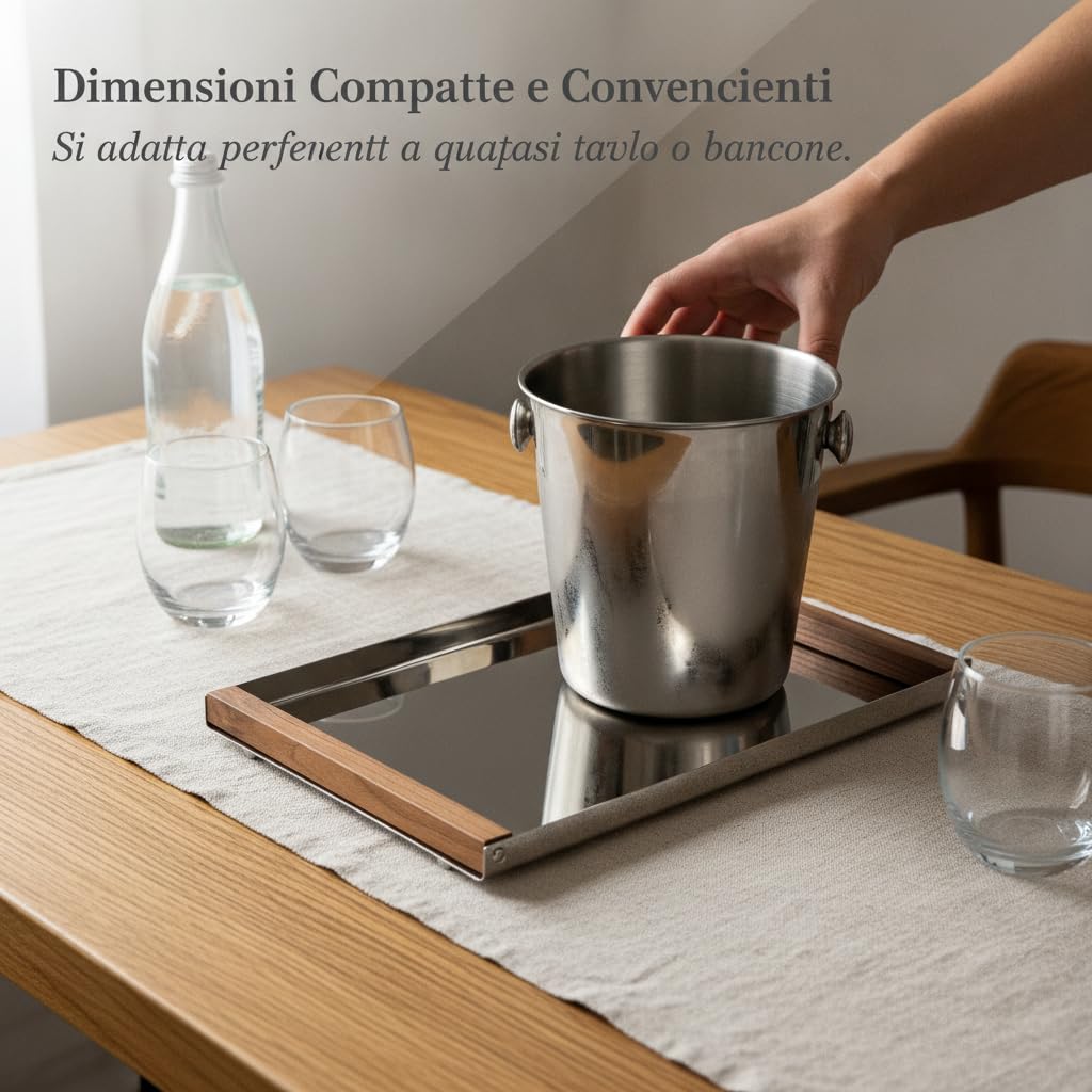 Cubo Hielo para Bar, Recipiente Acero Inoxidable para Mesa, para Restaurante