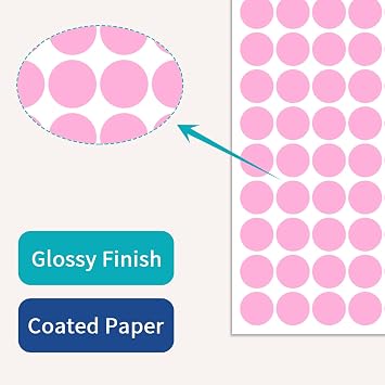 1 Pink Dot Stickers 1050 PCS Round Circle Stickers Colored Coding Labels