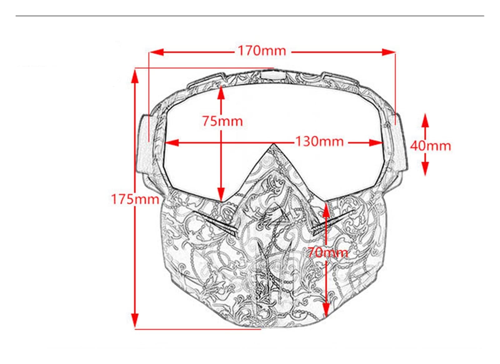 MRKU Occhiali da Sci Unisex per Equitazione, Occhiali da Sci Sportivi, Maschera Protettiva per Sci e Snowboard, con Occhiali Staccabili, Adatti per Ragazzi e Ragazze.