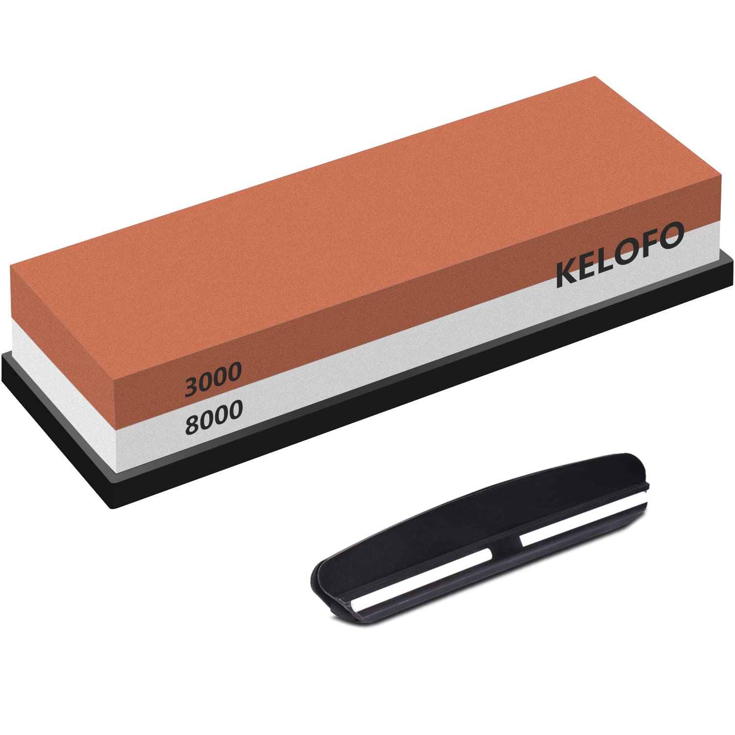 Knife Sharpening Stone Kit, KELOFO 2 Side Whetstone Set 3000/8000 Grit Sharpening and Honing Waterstone with Non-Slip Base