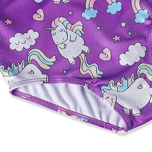HOZIY Gymnastics Leotards for Girls Unicorn Pink Purple Sparkly Dancewear Activewear Quick Dry