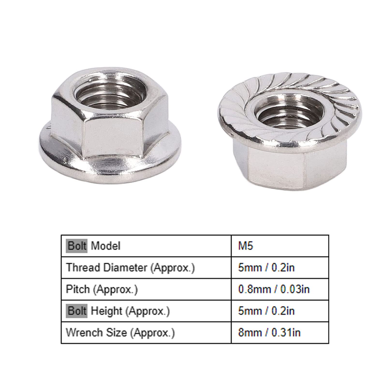 Dadi Flangiati M8 In Acciaio Inox 304 - Confezione Da 50 Pezzi Per Fissaggi Resistanti - Foto 6