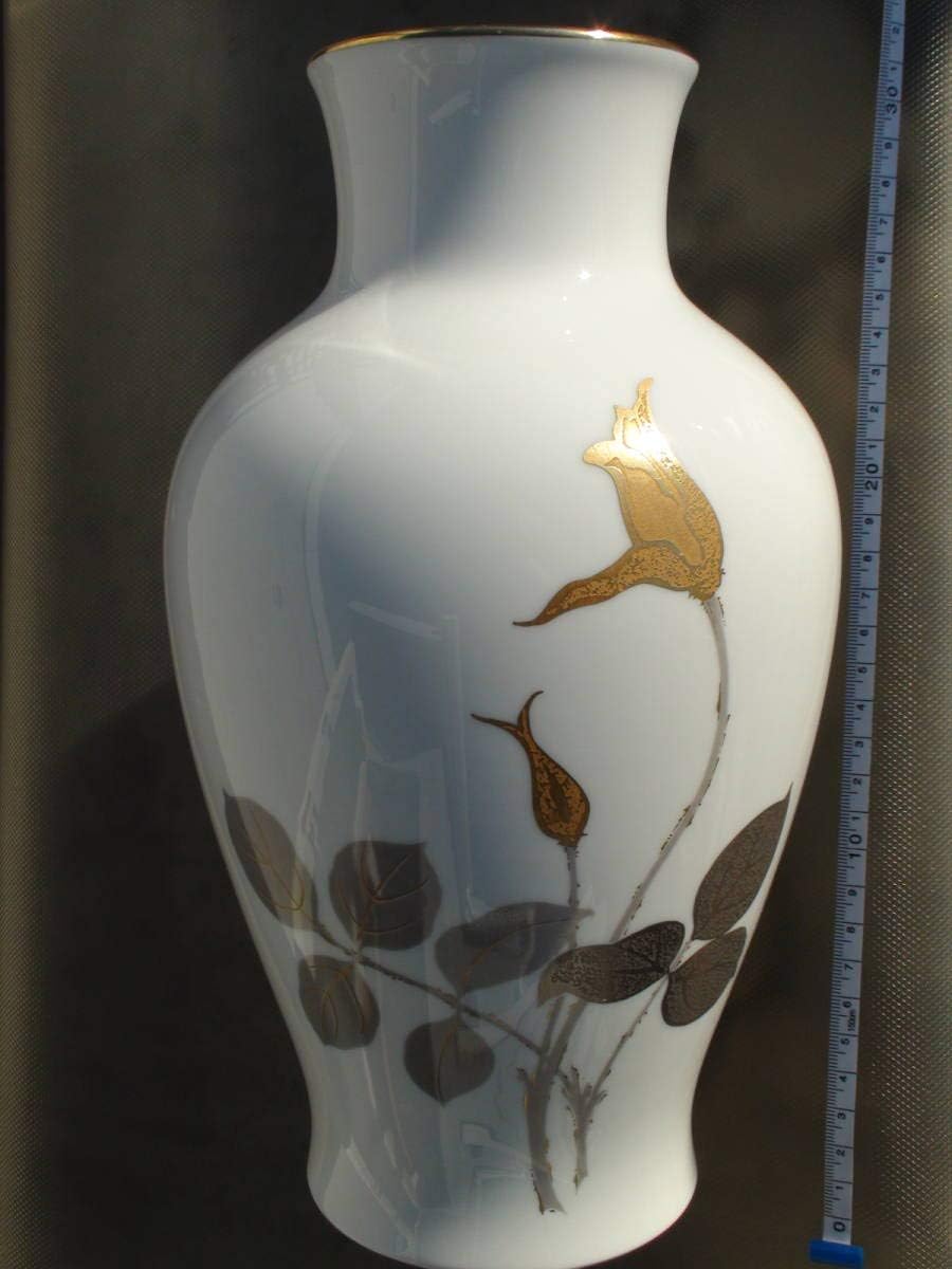 大倉陶園　花瓶　金蝕薔薇 高さ28cm 大倉陶園 金蝕バラ 28cm花生 ( ギフトボックス入り 花瓶 フラワー