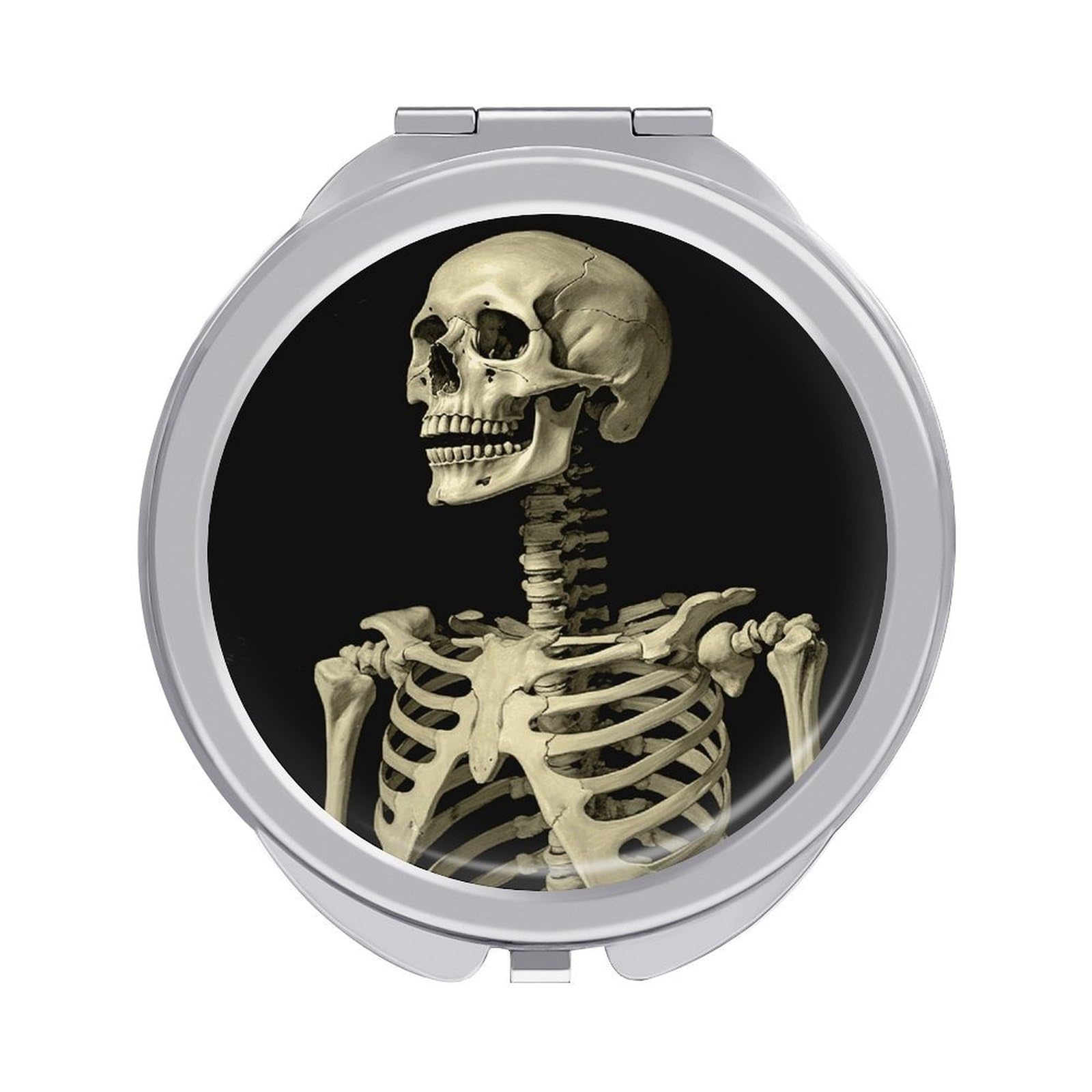 VstaDank A Skeleton Compact Mirror for Purses Round Fashion Travel Makeup Mirror 2X /1x Magnifying Double Sides Mini Mirrors Portable Pocket Mirrors for Handbag Purse Women Gift