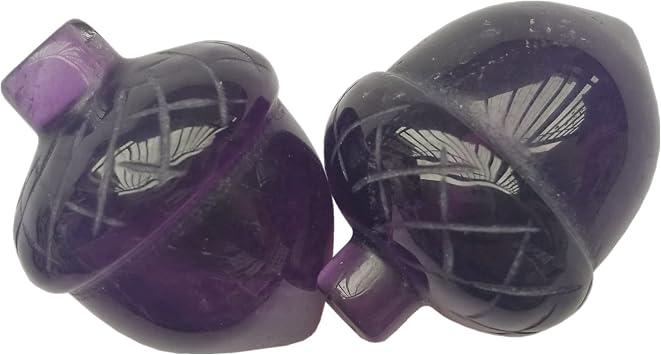 2 Pcs Natural Amethyst Pocket Hazelnut Figurine Decor Gemstone,1 Inchs Reiki Balancing Crystal and Healing Palm Stones