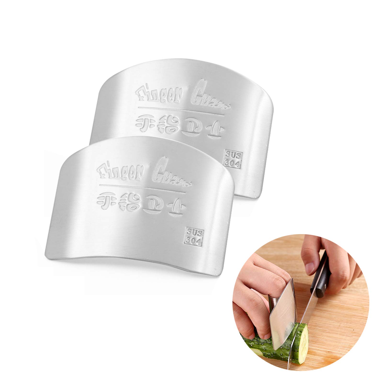 Protege Doigt Cuisine, 2 Pcs Protège-Doigts en acier inoxydable 304 pour éviter de vous blesser lors de la découpe des aliments