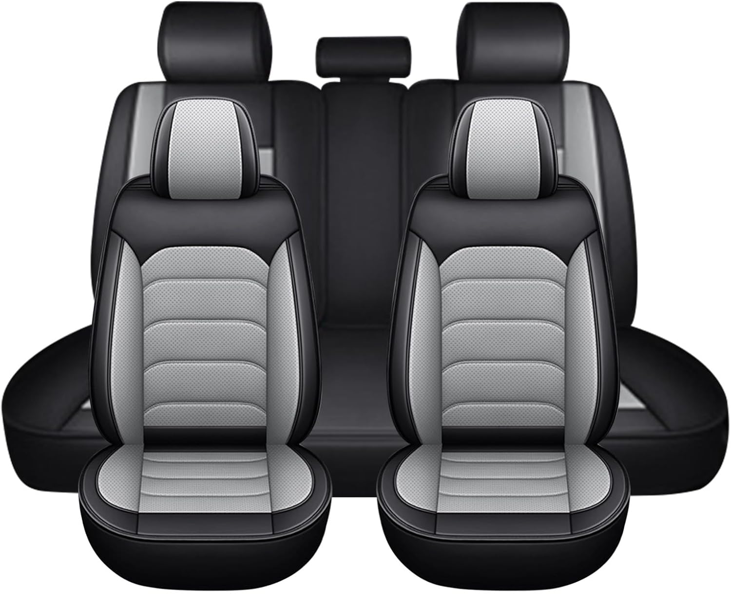 Universal Car Seat Covers Set for Mitsubishi Outlander Car Seat Accessories Car Seat Protector Leather Patchwork Breathable Grey