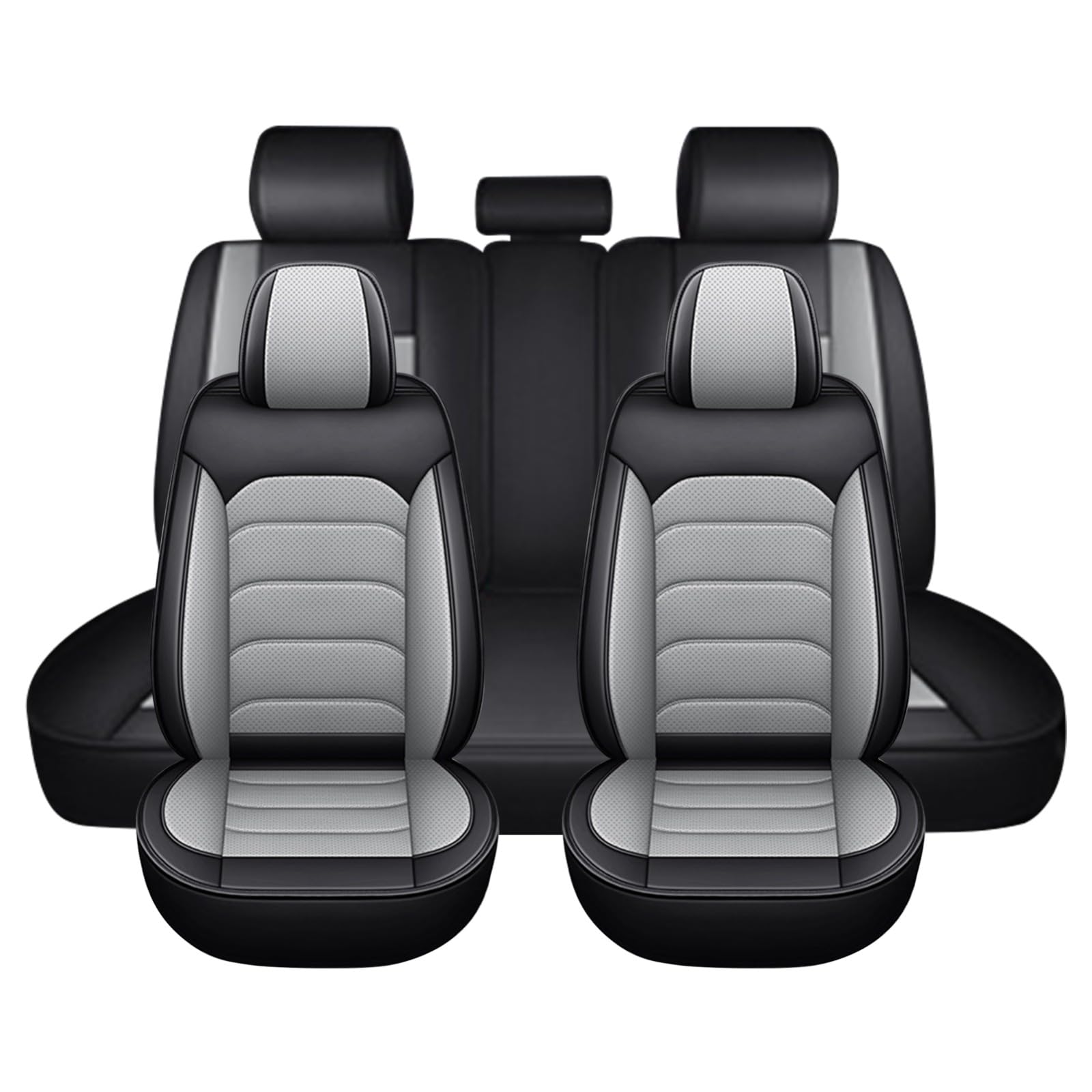 Leather Seat Cover for Toyota C-HR, Waterproof Car Seat Cover Comfortable Breathable Suitable for 5 Seater Cars (Grey)