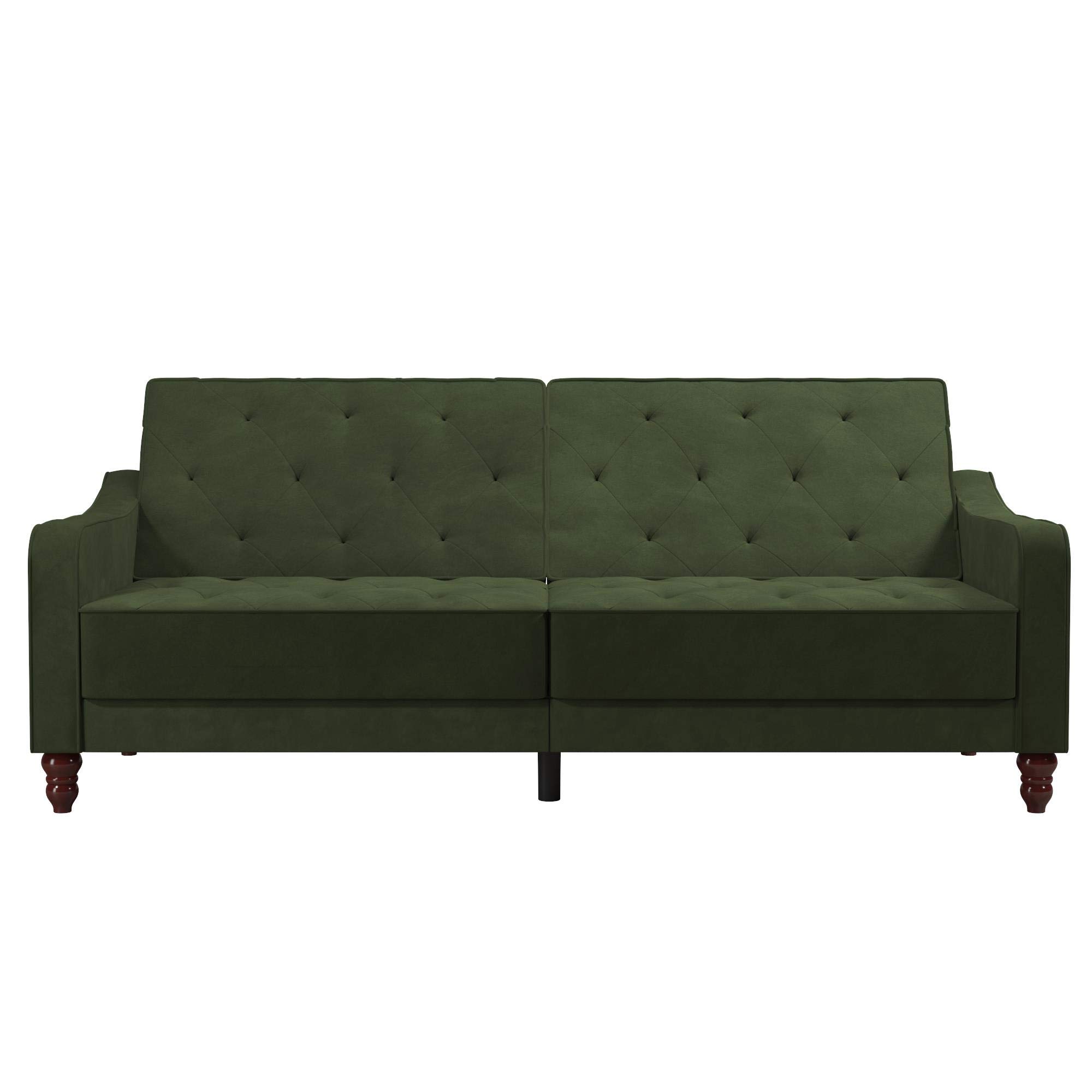 Novogratz Vintage Tufted Split Back Futon in Green Velvet