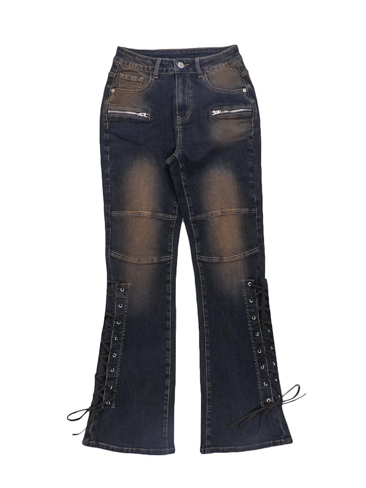 パンツ vintage goa lace up design flare denim Vintage Goa Lace-Up Design Flare Denim