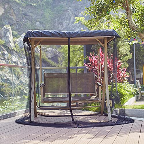 Patio Swing Mosquito Netting - Polyester Mesh Screen With Zipper Opening And Roof Waterproof Tent - Rectangle Netting Curtain (Three-Person Chair Size) #TOP5