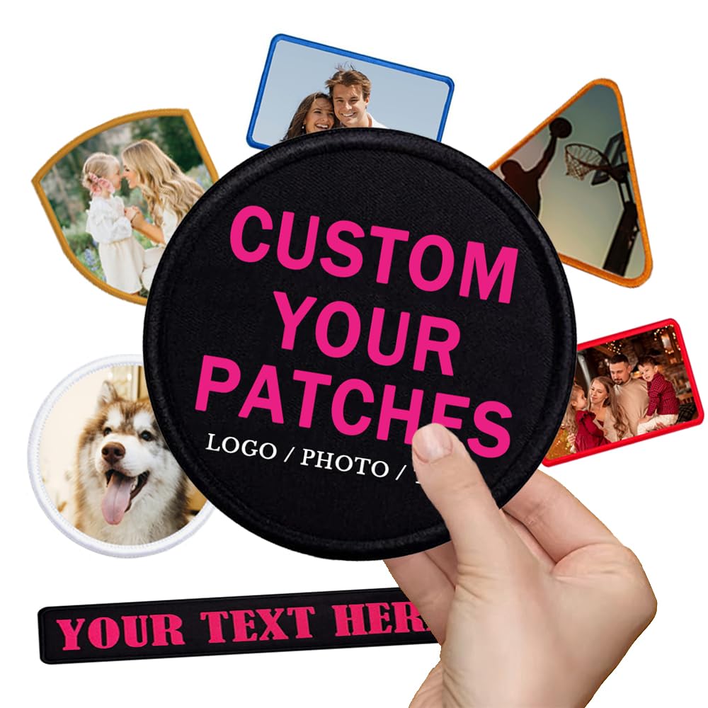 Custom Patches, Add Your Photo/Logo/Text,Personalised Name Patch with Merrowed Edge,Custom Edge Embroidered Patch,for Hats, Bags, Jackets & Uniforms,Rectangle 5x8cm