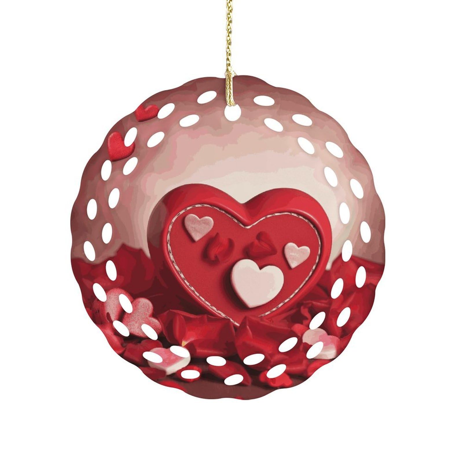 Btcowzrv Style Happy Valentine's Day1 Ceramic Ornament,Round Ornaments With Hole Easy To Hang,Hanging Ornament For Wedding Party Home Window Garden Christmas Day Decor