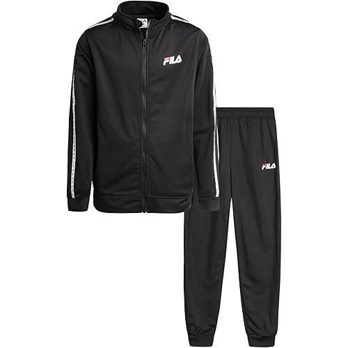 Fila Boys' Active Tracksuit Set - 2 Piece Performance Tricot Sweatshirt and Jogger Sweatpants - Activewear Set for Boys, 8-12