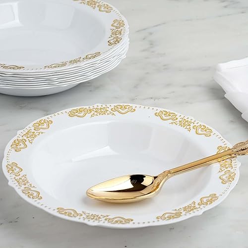 Efavormart - Paquete de 10 cuencos de sopa desechables redondos de 12 onzas con bordes festoneados para eventos con catering, bodas y fiestas