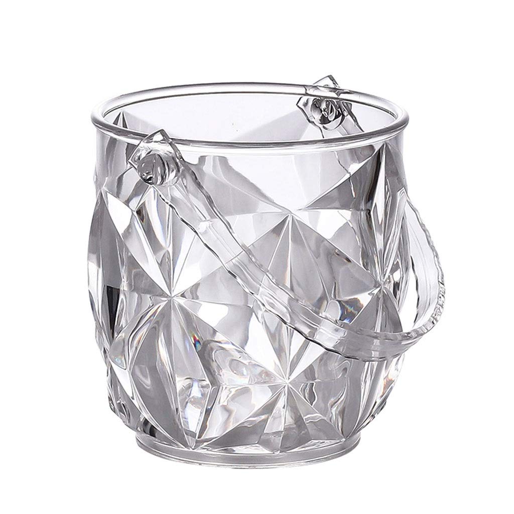 EIN Eiskübel Acryl-Kleiner EIS-Eimer mit Griff-Bar-Restaurant-Bier-Cocktail-EIS-Eimer Home Candy-Getränk-Eimer mit Edelstahl-Eisclip Eiskühler Sektkühler Eiswürfelbehälter (Color : Clear)
