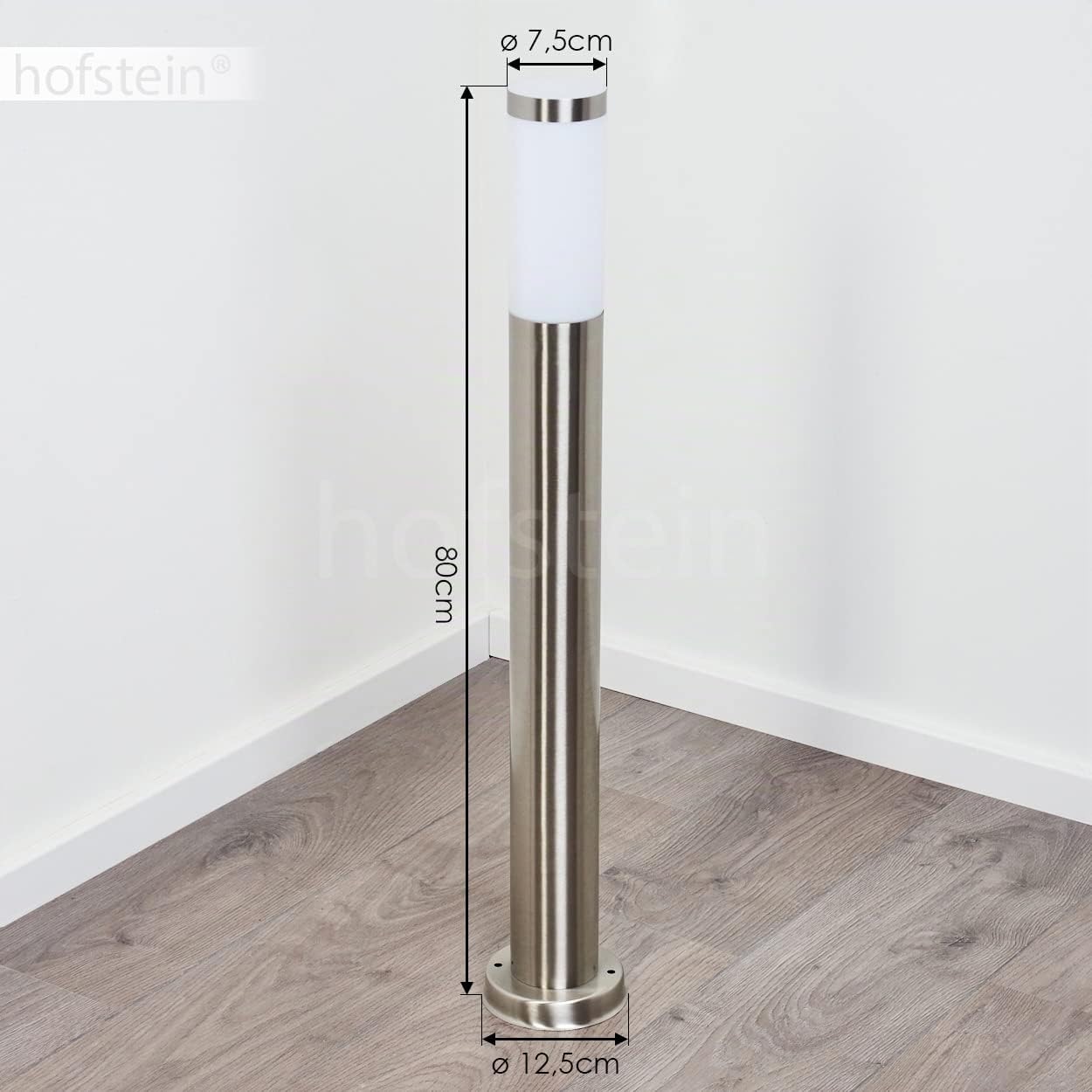 Lampe d'extérieur Sessa, lampe de socle moderne en métal/plastique en nickel mat/blanc, lampe d'allée 80 cm, lampe de jardin avec E27, éclairage de jardin IP44, ampoule(s) non incluse(s)