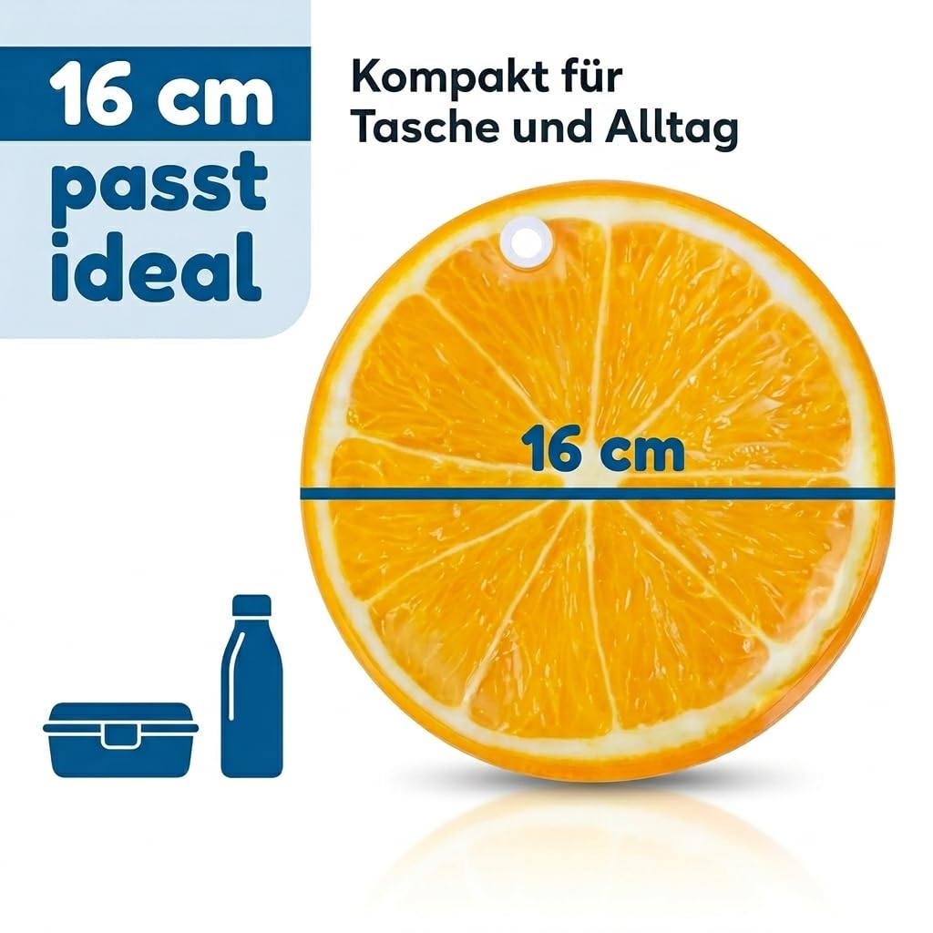MIJOMA Set di 3 cuscinetti refrigeranti con stampa di frutta, Ø 16 cm, perfetti per l'estate, barbecue, picnic e bomboniere, plastica alimentare