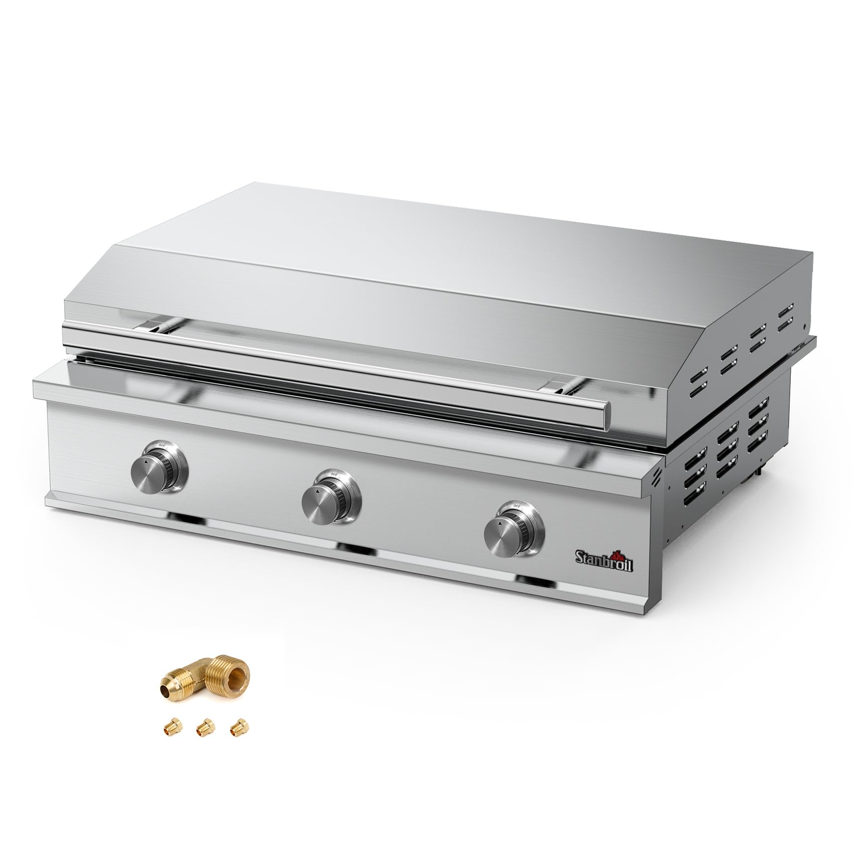 Photo 1 of Stanbroil 36-Inch Natural Gas Built-In Griddle, Premium 304 Stainless Steel 3 Burner Flat Top Grill for Outdoor Kitchen BBQ Island