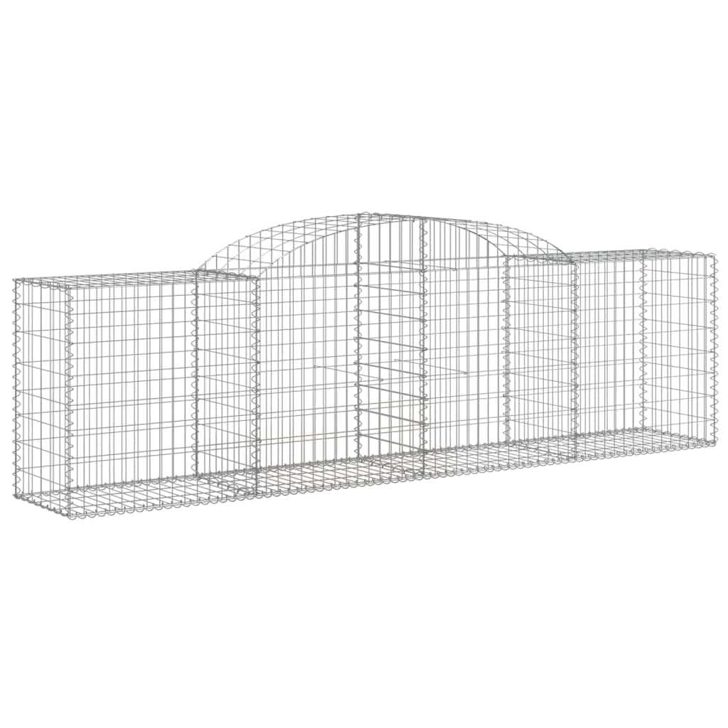 Gaviones con arco alto, 6 unidades, 300 x 50 x 80/100 cm, hierro galvanizado, para barreras de jardín y protección visual como decoración estable