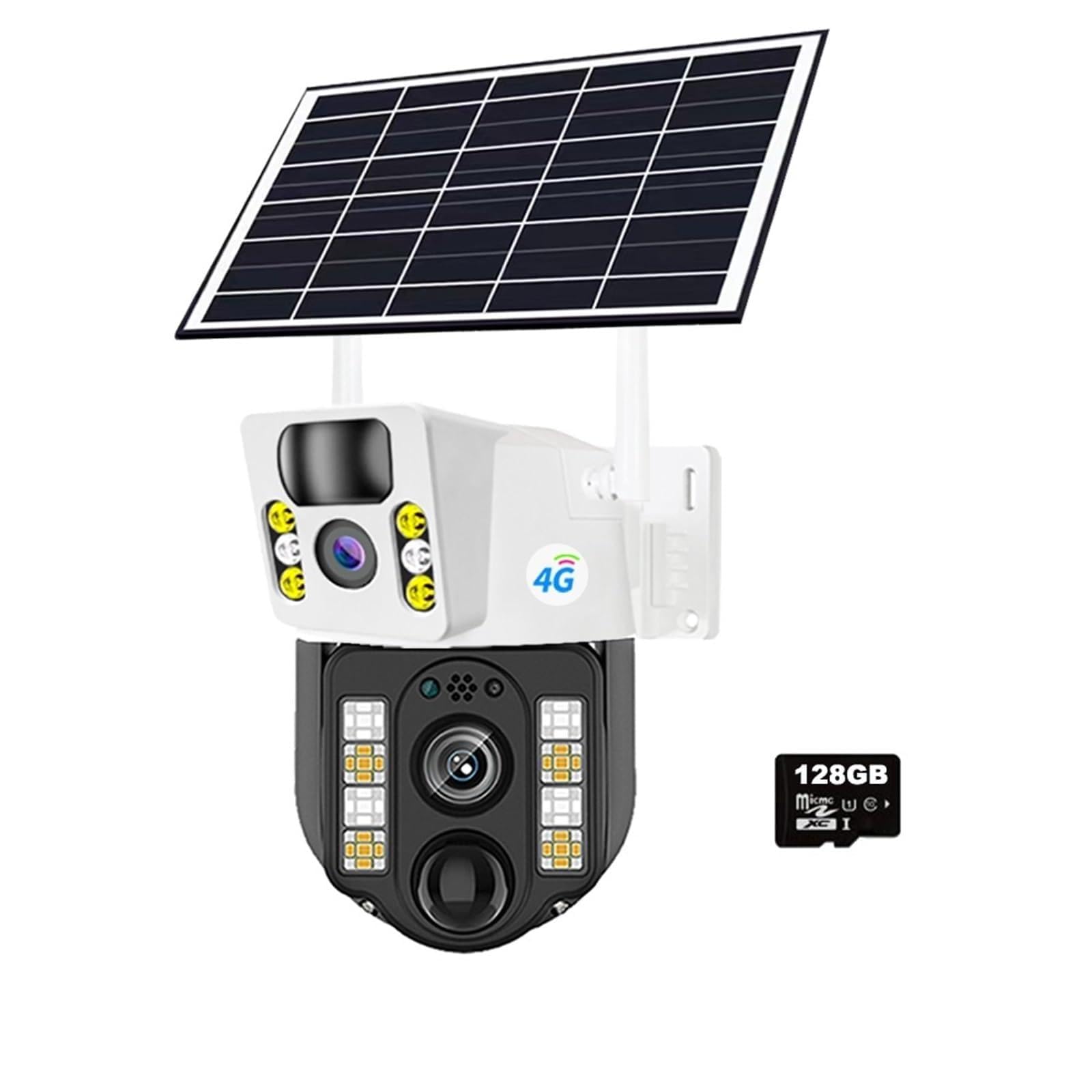 JVDDI 4K 8MP Dual Lens Solar 4G WiFi Camera Wireless Battery Low Powered IP Camara PIR Motion Detect External CCTV Video Surveillence(128GB Card)