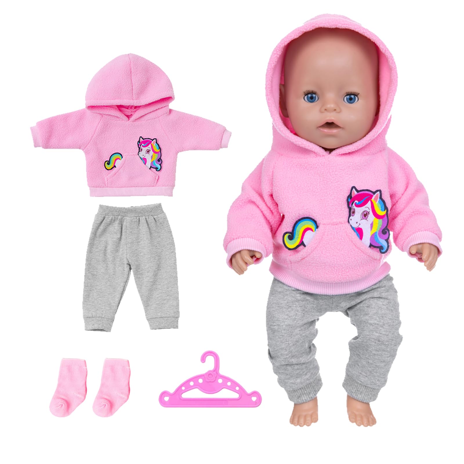 Kuvarix Vêtement pour Poupées 35-43 cm, Poupée Accessoires pour Poupées Vêtements De Poupée 14-18 Comprend Chapeaux, Chaussettes, Pantalons, Chemises et Bavoirs, Cadeaux pour Filles Garçons(B