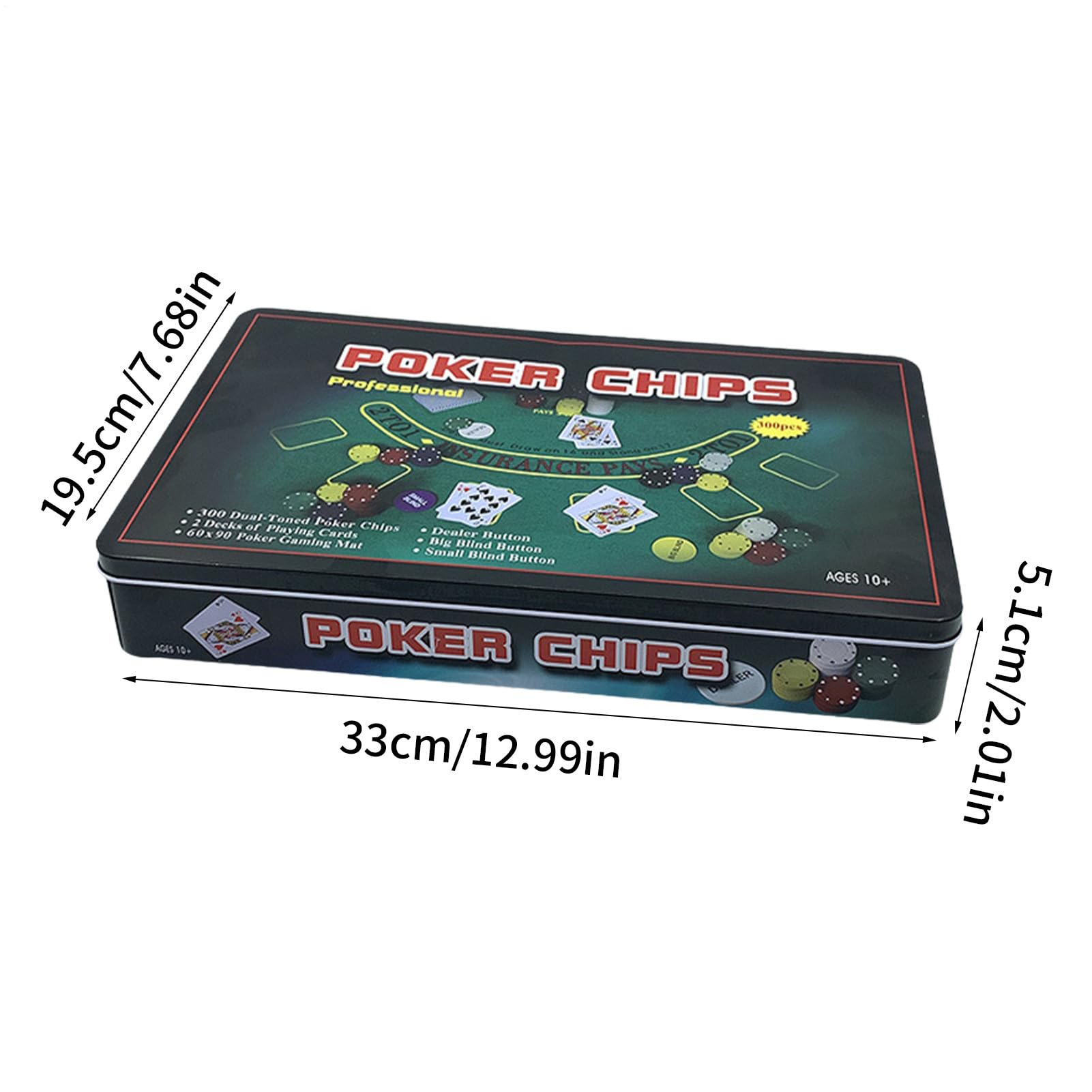 Set di chip ocra – gettoni di ancoraggio con carte e tovaglia, scatola da gioco, 21 | - Tappetino in feltro Blackjack, attrezzatura professionale completa per serate di gioco a casa