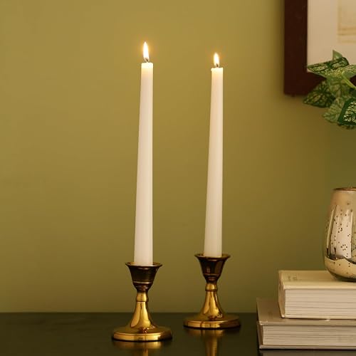 Premium Gold Candle Holder Set of 2, Decorative Metal Taper Candle Stand for Din