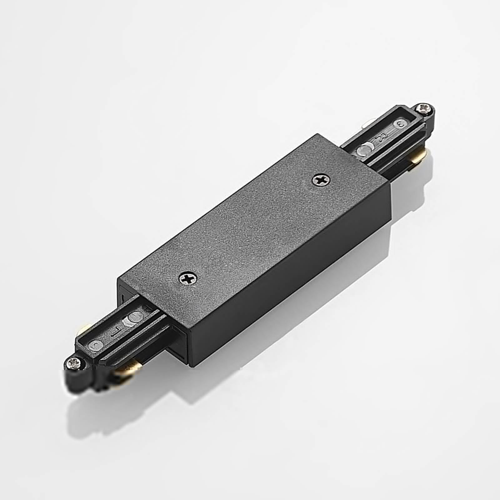 Lindby Linaro Central Power Feed, Black, Single-Circuit Track Lighting System