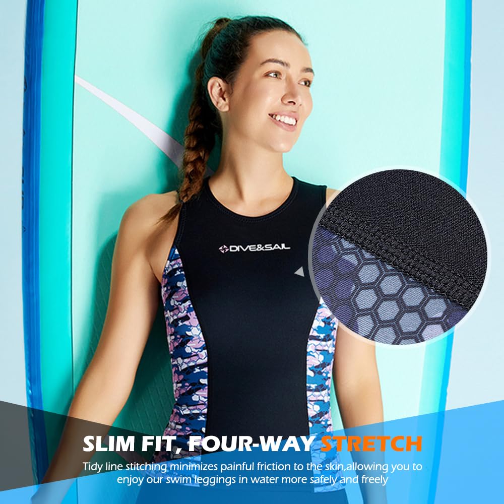 Neoprenanzug für Damen, 2 mm, ärmelloses Oberteil für Tauchen, Kanu, Schwimmen, mit Nylon, 10 % Material zum Surfen
