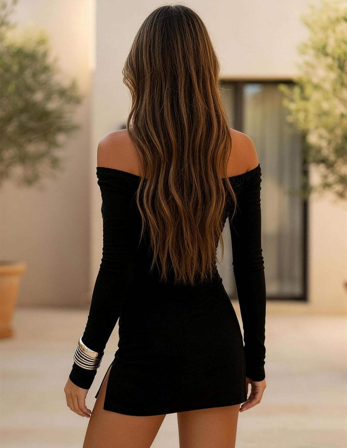 Womens Black Mini Skirt High Waist High Slit Sexy Bodycon Mini Skirt 0290 - Image 3