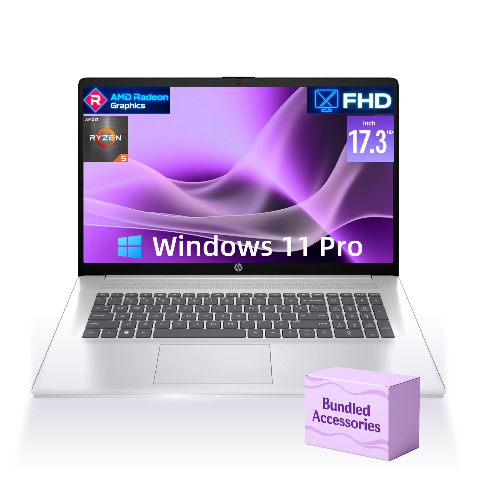 Flagship 17 Business Laptop Computer - Windows 11 Pro, 17.3" Full HD Anti-Glare IPS Display, AMD Ryzen 5 7430U, 32GB RAM + 1TB SSD, Webcam, Wi-Fi 6, USB A/C, HDMI, with Accessories