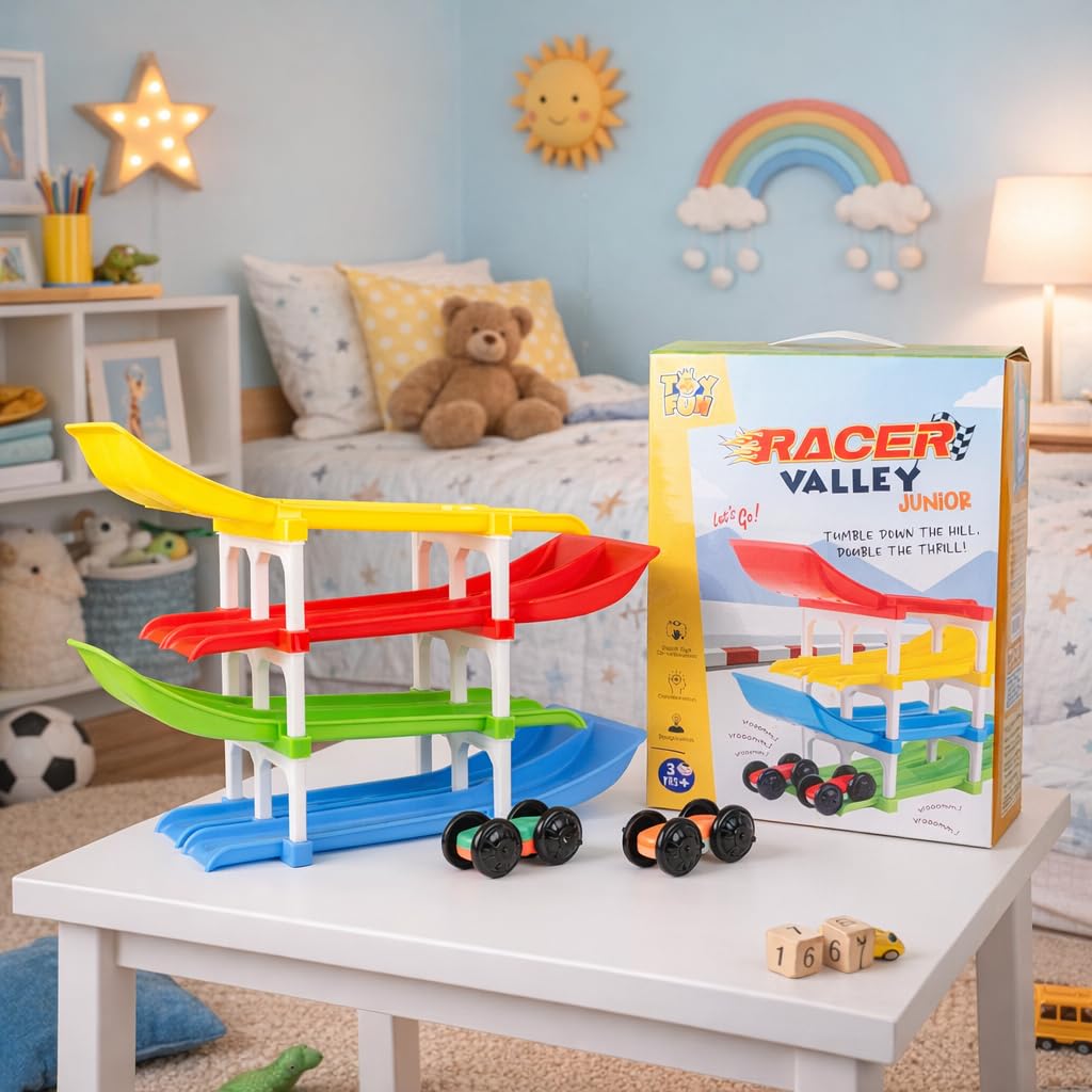 TOY FUN Racer Valley Car Ramp - Double Racing Tracks! -4