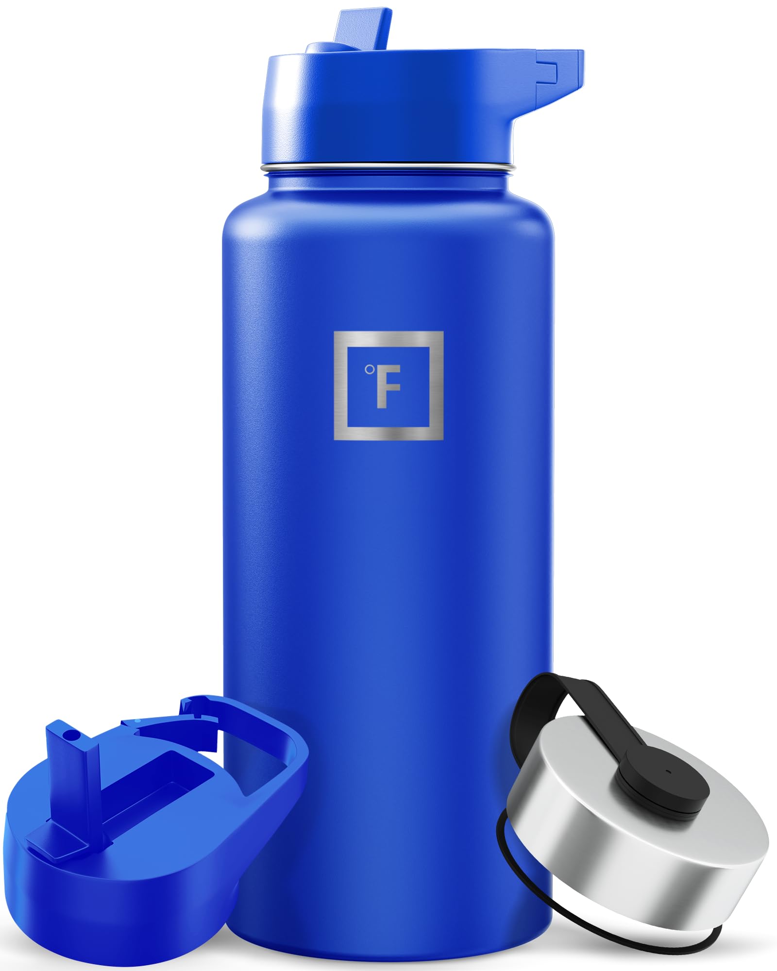 IRON °FLASK Sport-Wasserflasche – 900 ml, 3 Deckel (Strohhalm-Deckel), auslaufsicher – Edelstahl-Flaschen für Fitnessstudio, Sport & Herren – doppelwandige, isolierte Thermoskanne, Metallflasche