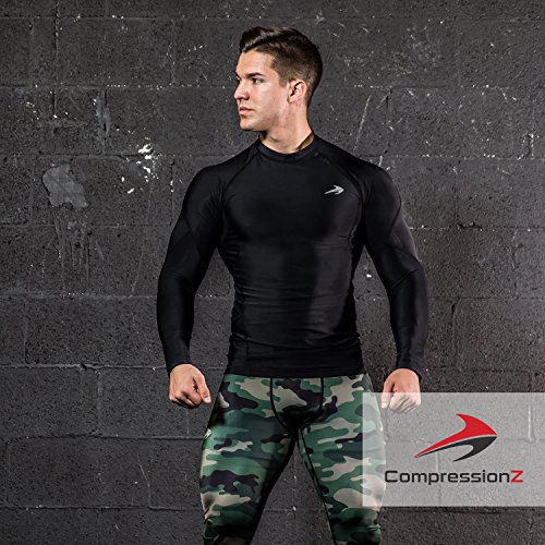 CompressionZ Mens Quick Dry Compression Long Sleeve Shirt - M, Black