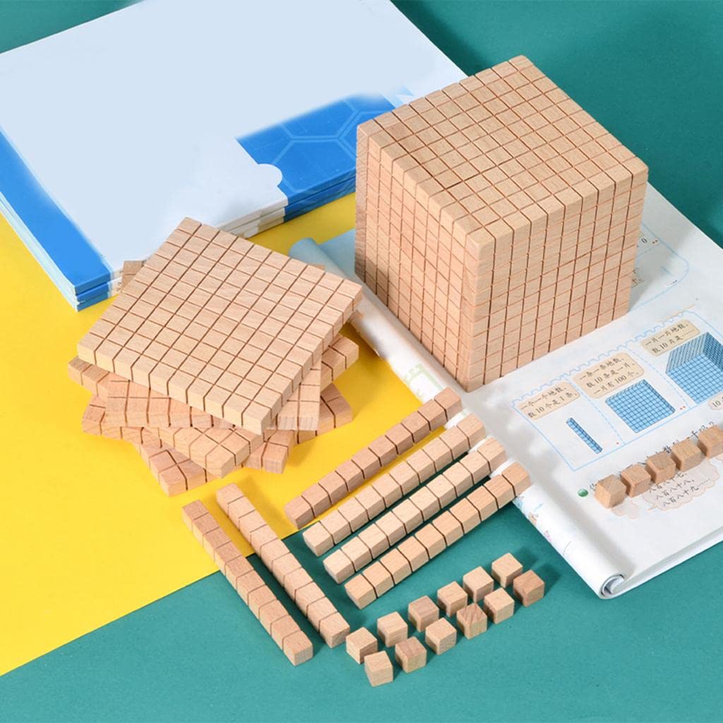 50 Piezas Bloques Base Diez Manipulativos Juego Material Madera para Niños Adecuado para Aula Escolar Enseñanza de Matemáticas Regal, Paquete C