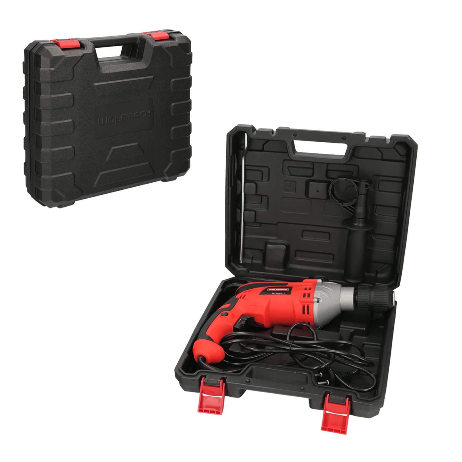 WOLFPACK LINEA PROFESIONAL Taladro Percutor Con Variador de Velocidad 1050 Watt. Incluye Maletín, Empuñadura y Guia Metalica.
