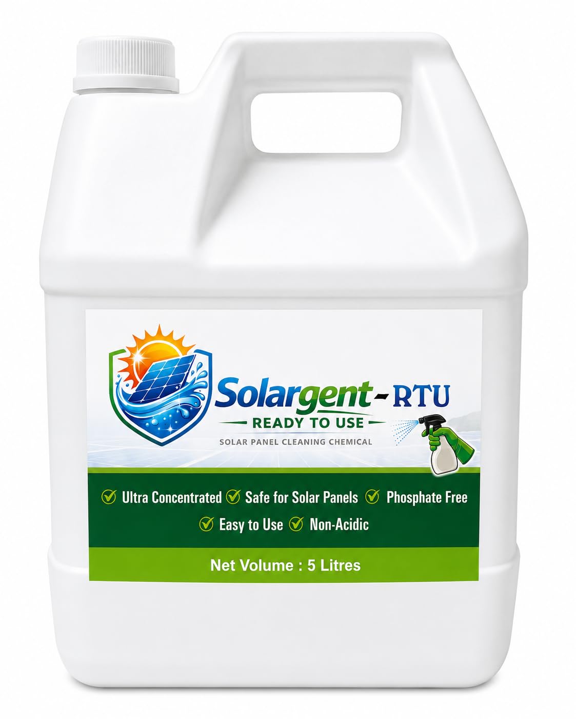 RTU Solar Panel Cleaning Chemical 5 Litre | Ready to Use Solar Panel Cleaner Liquid for Dust, Dirt, Bird Droppings & Stains | Non-Acidic, Phosphate Free Solar Module Cleaning Solution-image-18